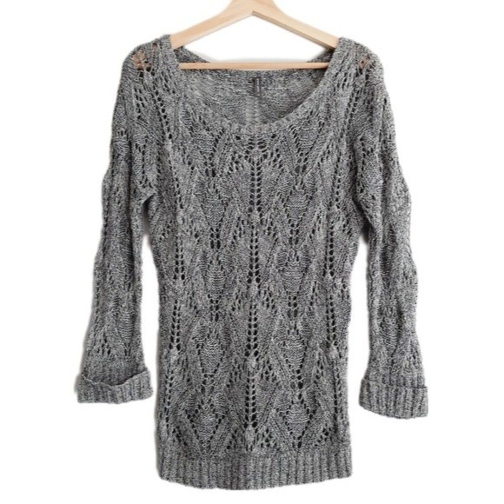 Gray NAF NAF Knit Scoop Neck Sweater